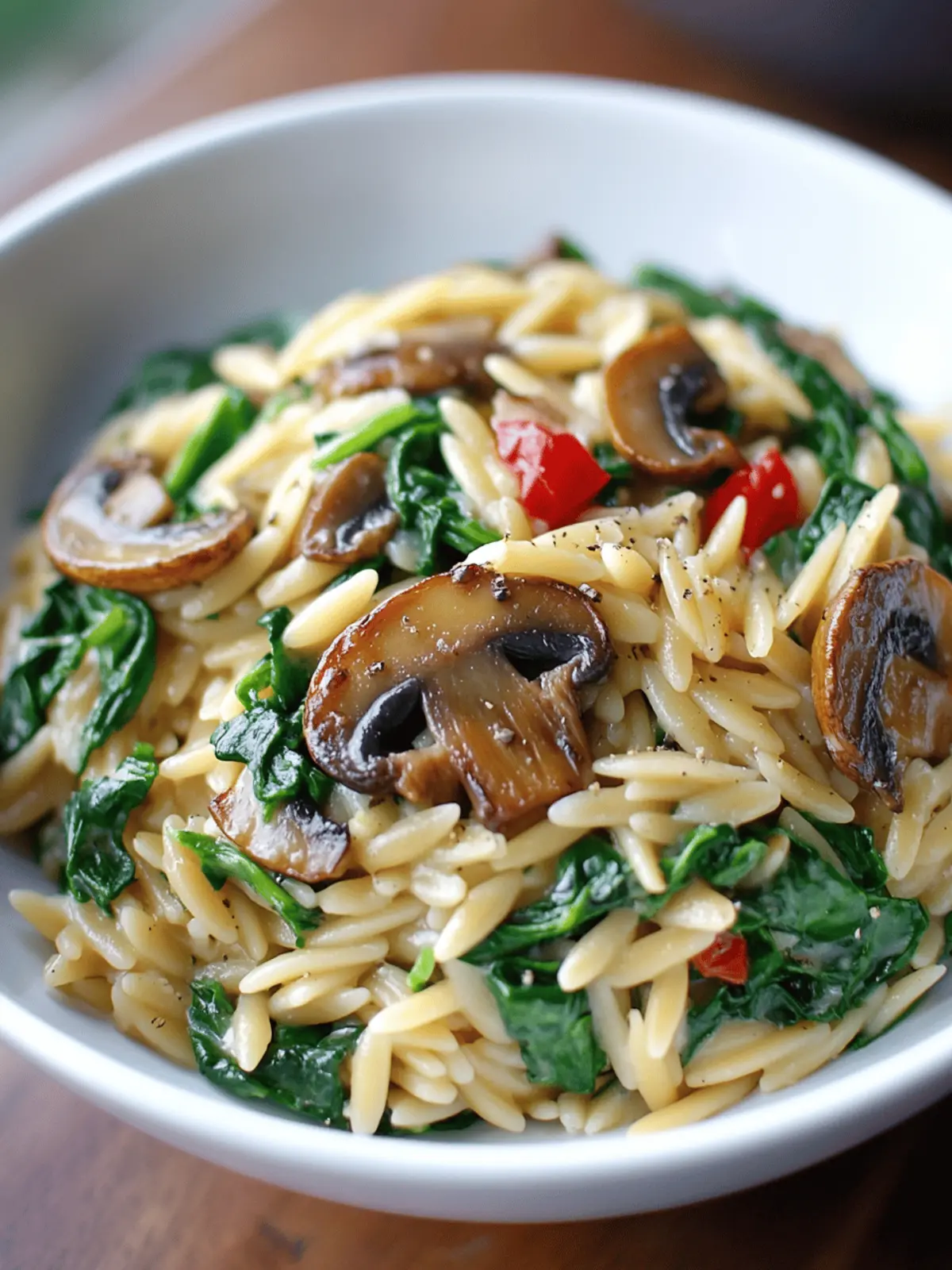 Spinach Mushroom Orzo