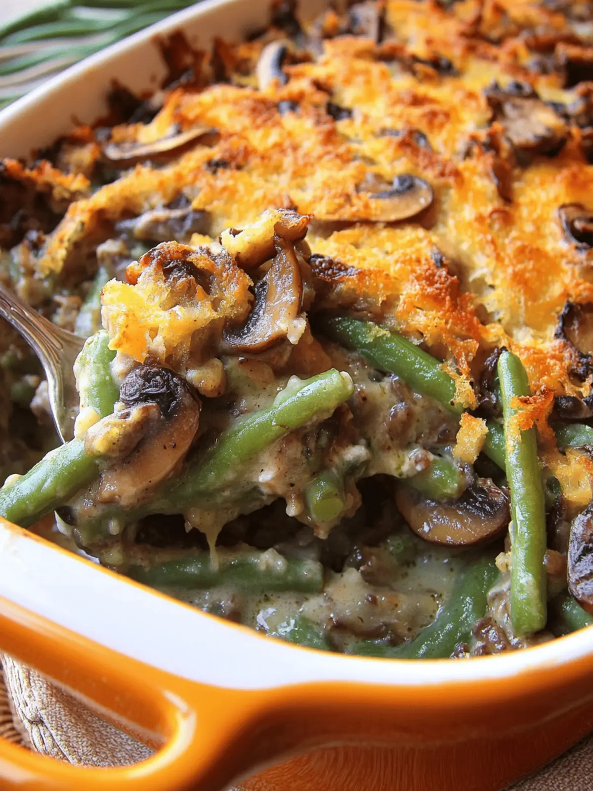Hamburger Green Bean Casserole with Mushrooms