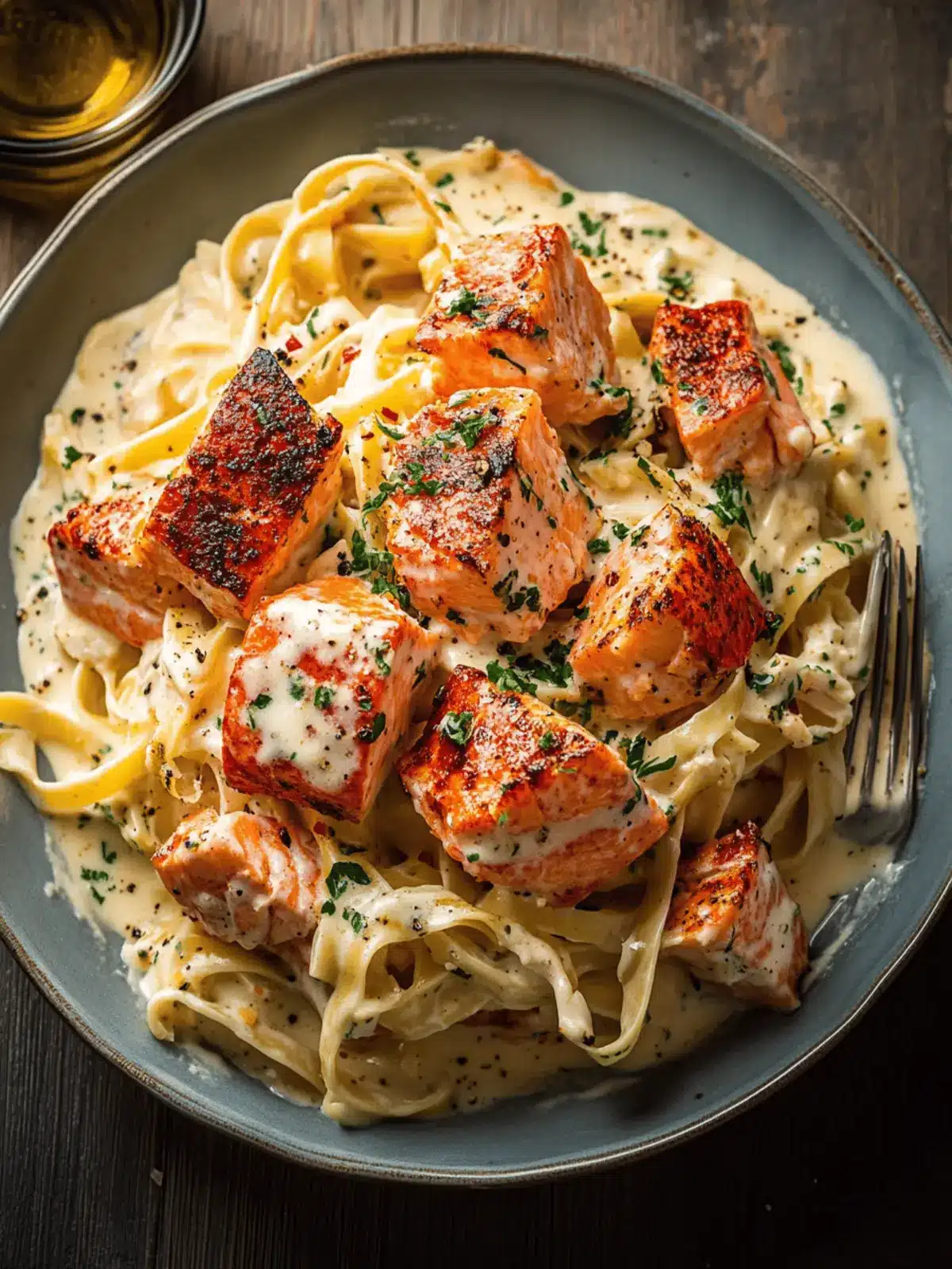 Cajun Lobster Crab and Salmon Alfredo