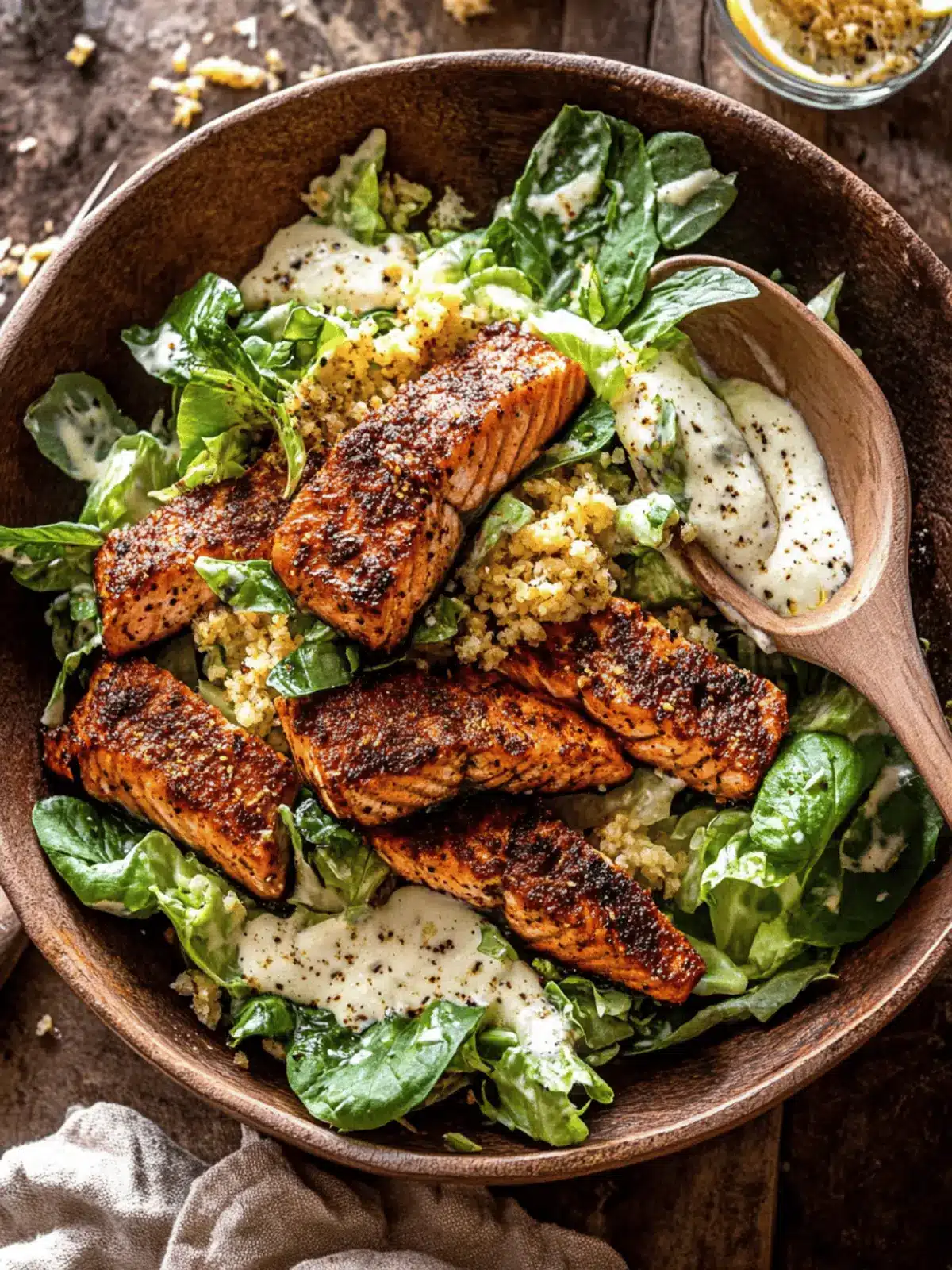 Blackened Salmon Caesar Salad