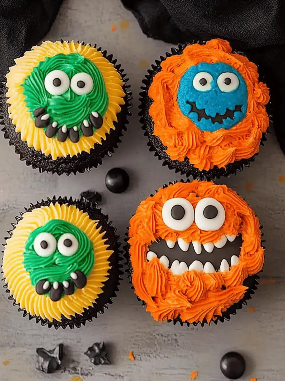 Spooky 24 Halloween Monster Cupcakes