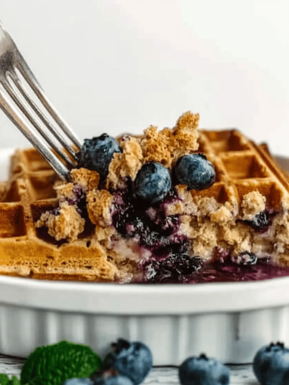 Overnight Blueberry Waffle Casserole