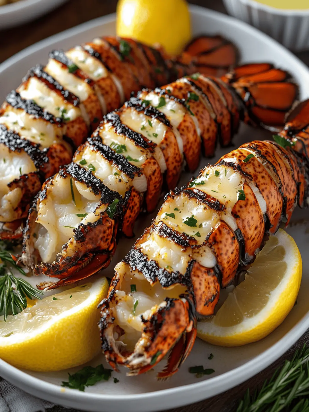 Grilled Lobster Tails with Garlic Lemon Butter Sauce