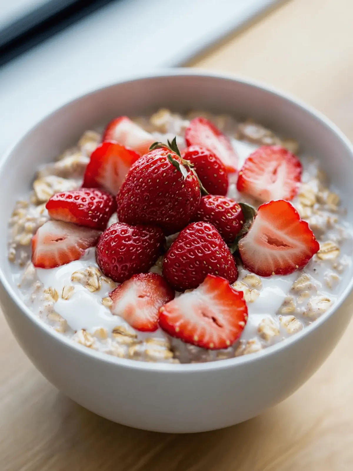 Strawberries and Cream Overnight Oats Recipe