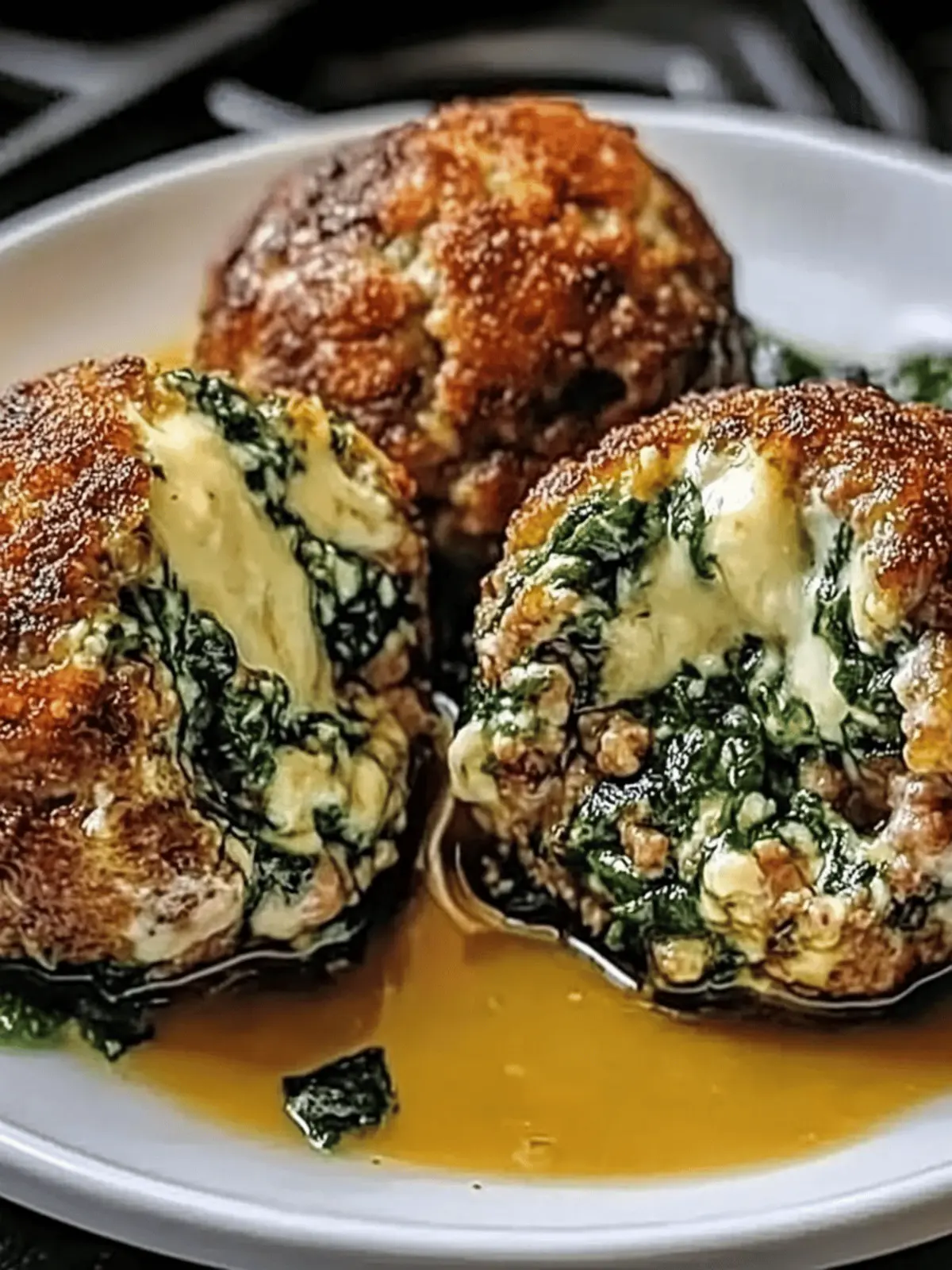 Spinach Garlic Meatballs with Mozzarella