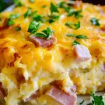 Cheesy Hashbrown Breakfast Casserole with Ham