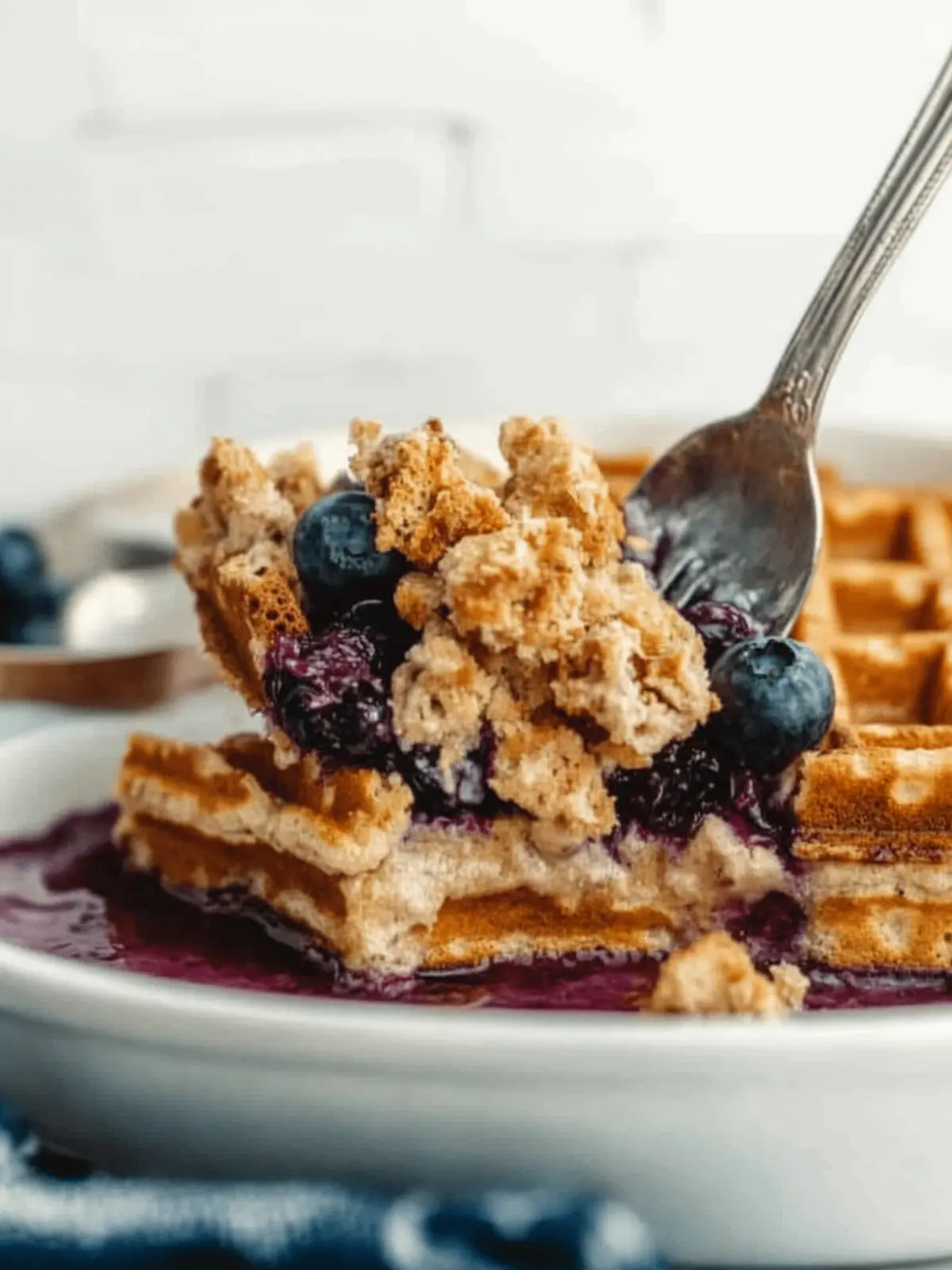 Overnight Blueberry Waffle Casserole