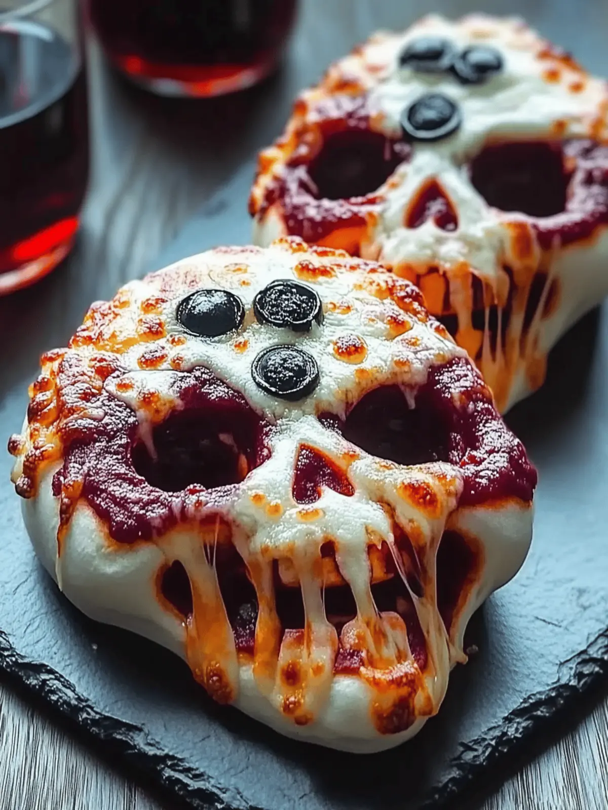 Cheesy Halloween Pizza Skulls