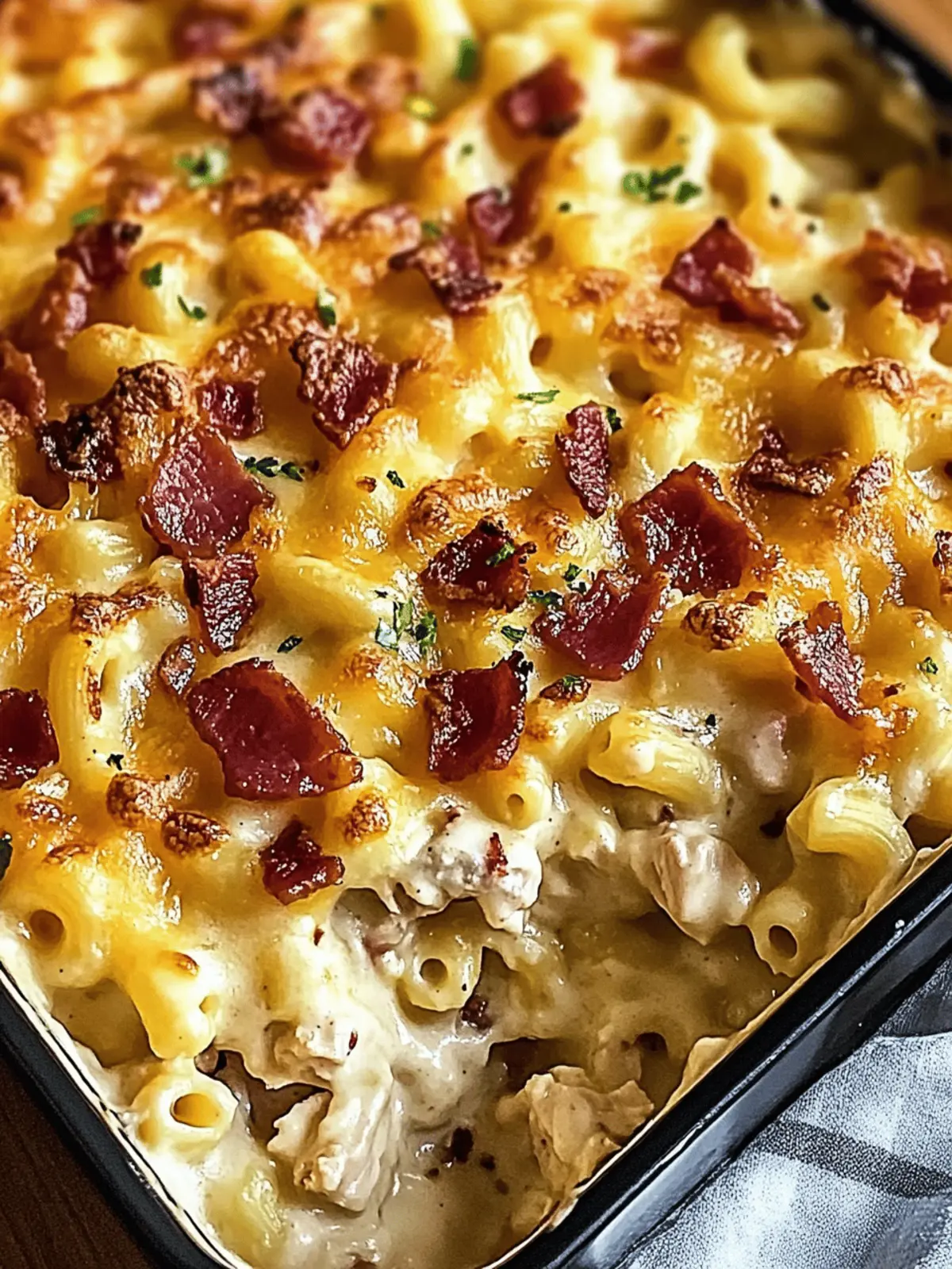 Chicken Turkey Bacon Ranch Mac and Cheese Casserole