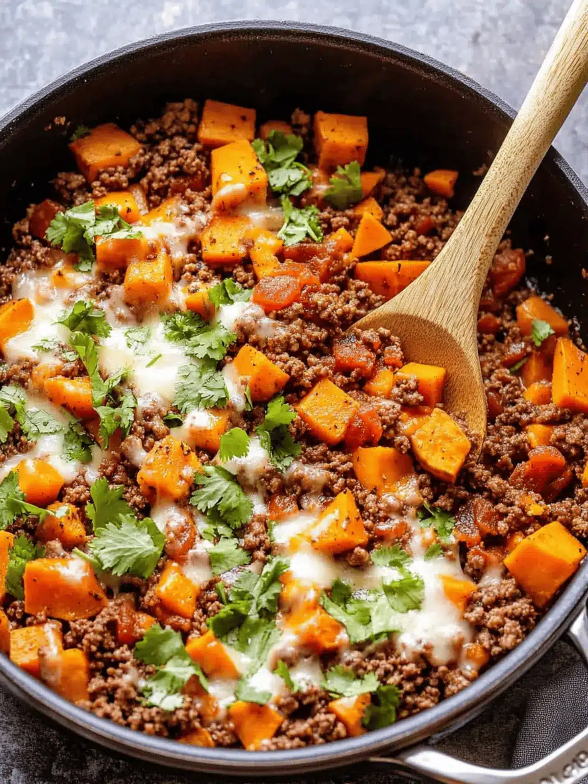 Southwest Ground Beef and Sweet Potato Skillet
