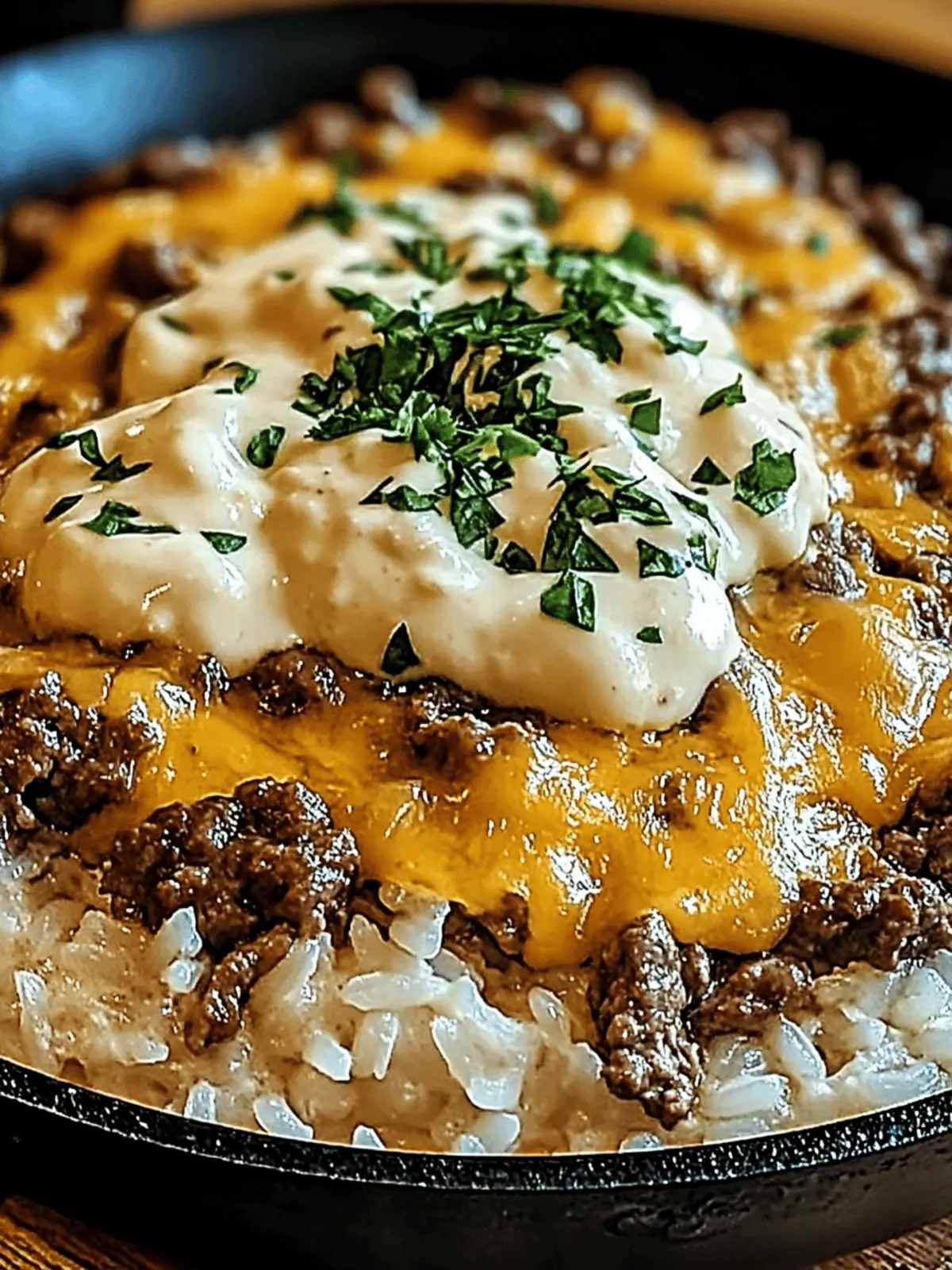 Creamy Garlic Butter Beef and Rice Skillet