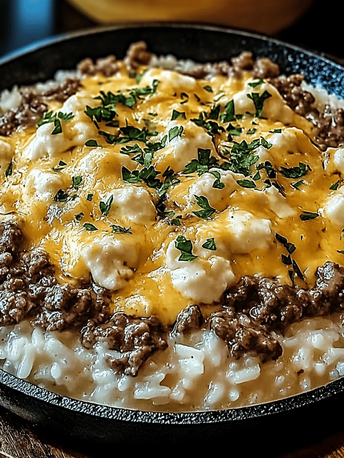 Creamy Garlic Butter Beef and Rice Skillet