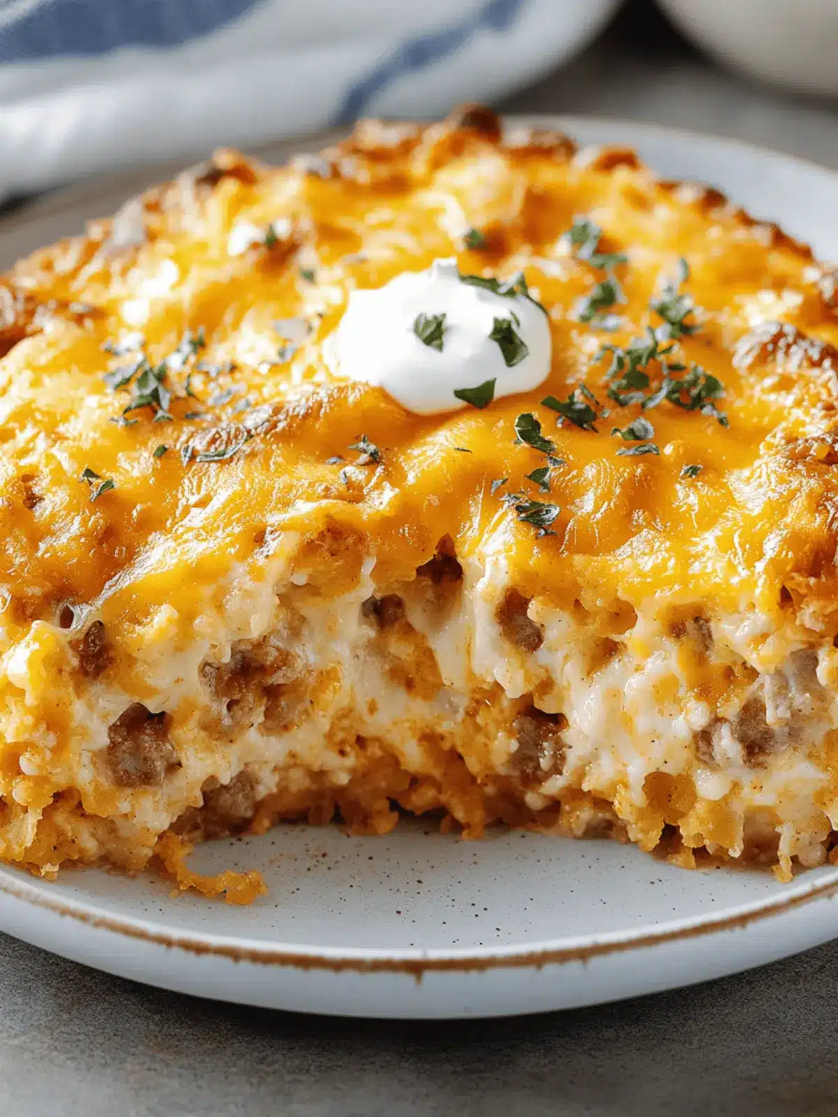 Cheesy Sausage Hashbrown Breakfast Bake