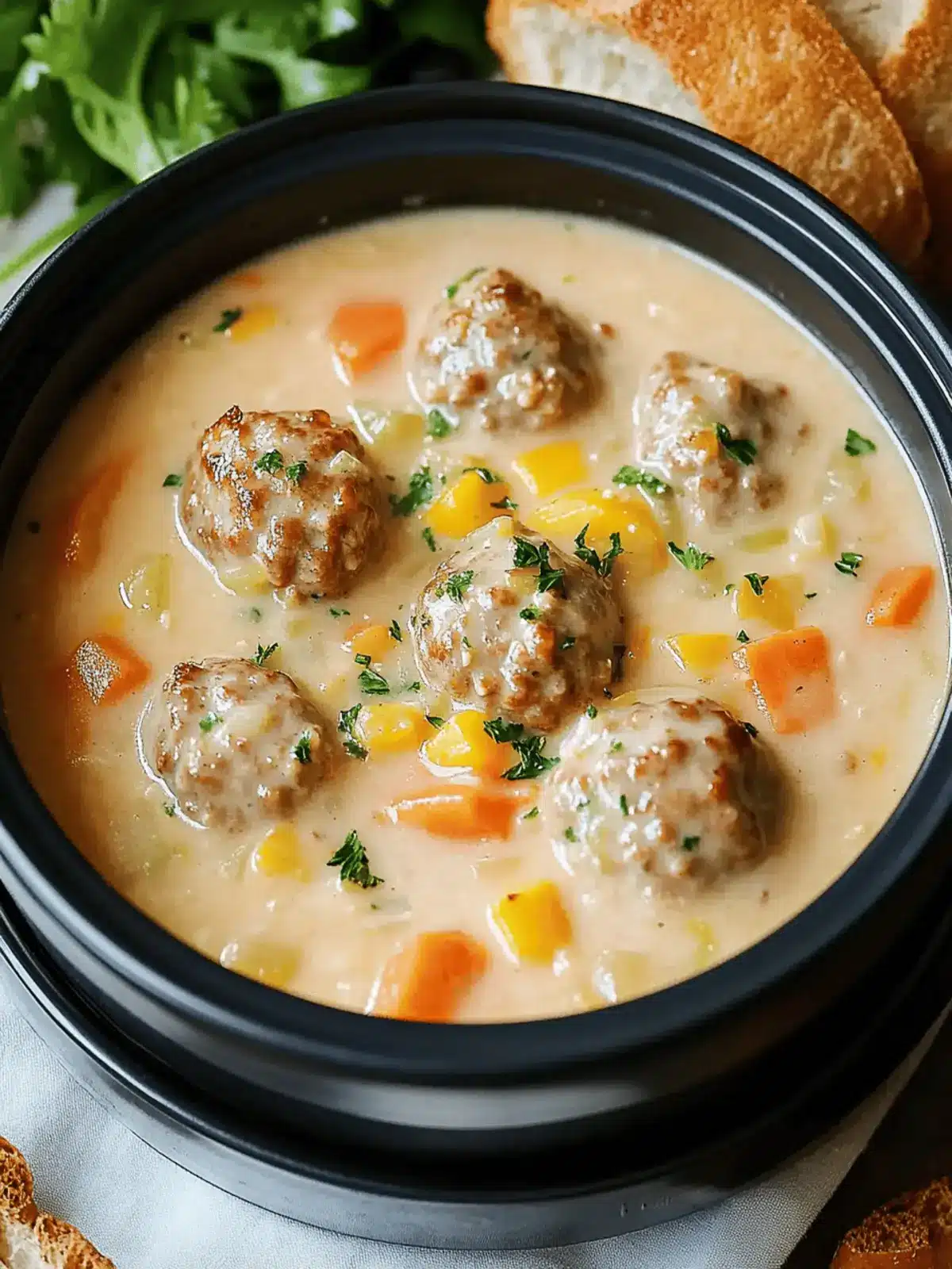 Creamy Meatball Soup with Vegetables