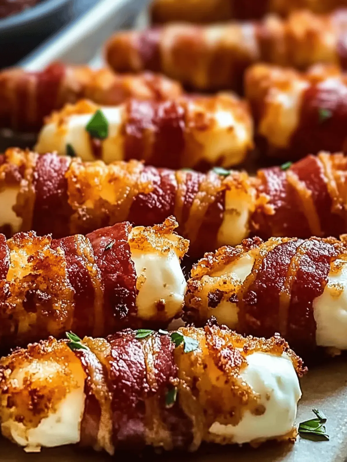 Nashville Hot Bacon Wrapped Mozzarella Sticks