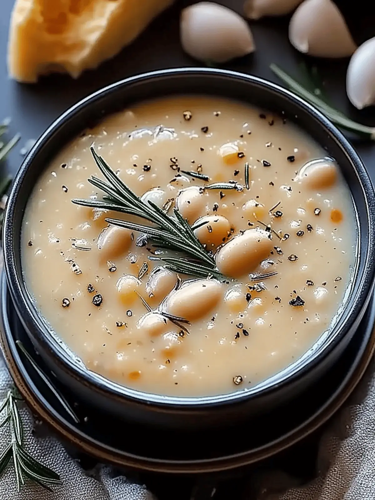 Creamy Rosemary & Roasted Garlic White Bean Soup