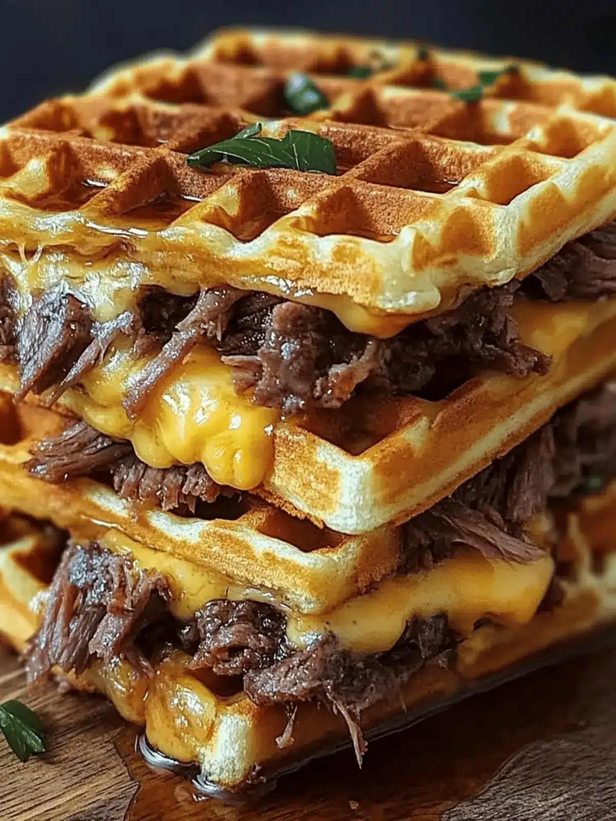Bourbon-Maple Brisket Grilled Cheese Wafflewich