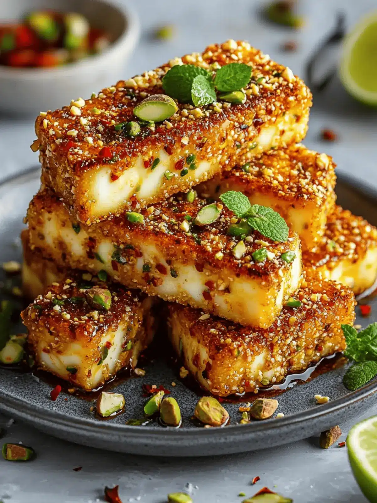 Swicy Pistachio Halloumi with Lime Glaze: A Flavor Adventure! 4 Swicy Pistachio Halloumi with Lime Glaze