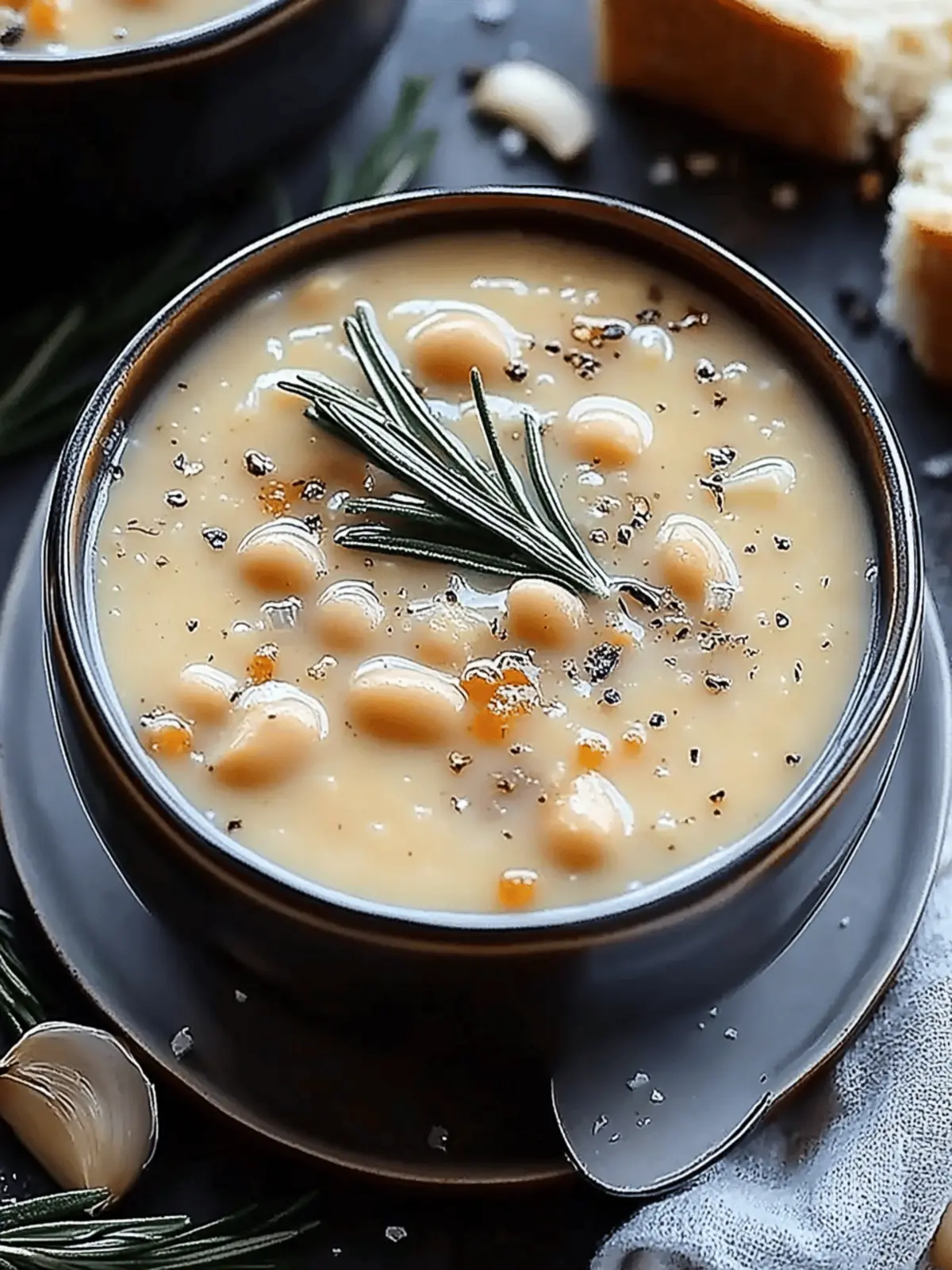 Creamy Rosemary & Roasted Garlic White Bean Soup