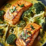 Creamy Coconut Curry Salmon with Tender Broccoli