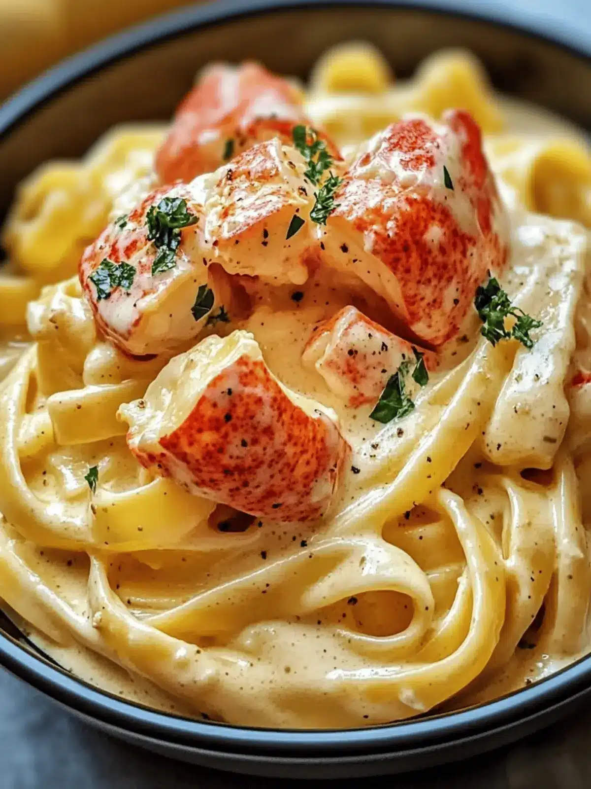 Lobster Pasta in Creamy Alfredo Sauce