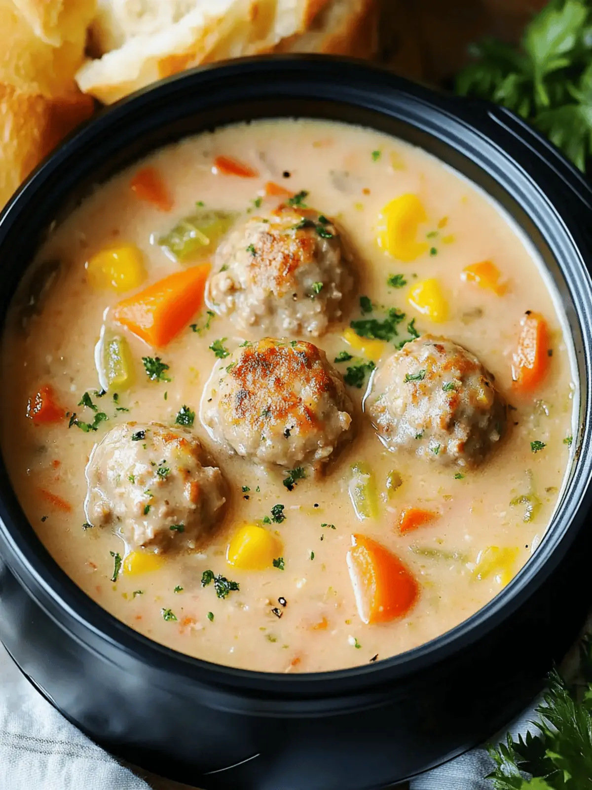Creamy Meatball Soup with Vegetables