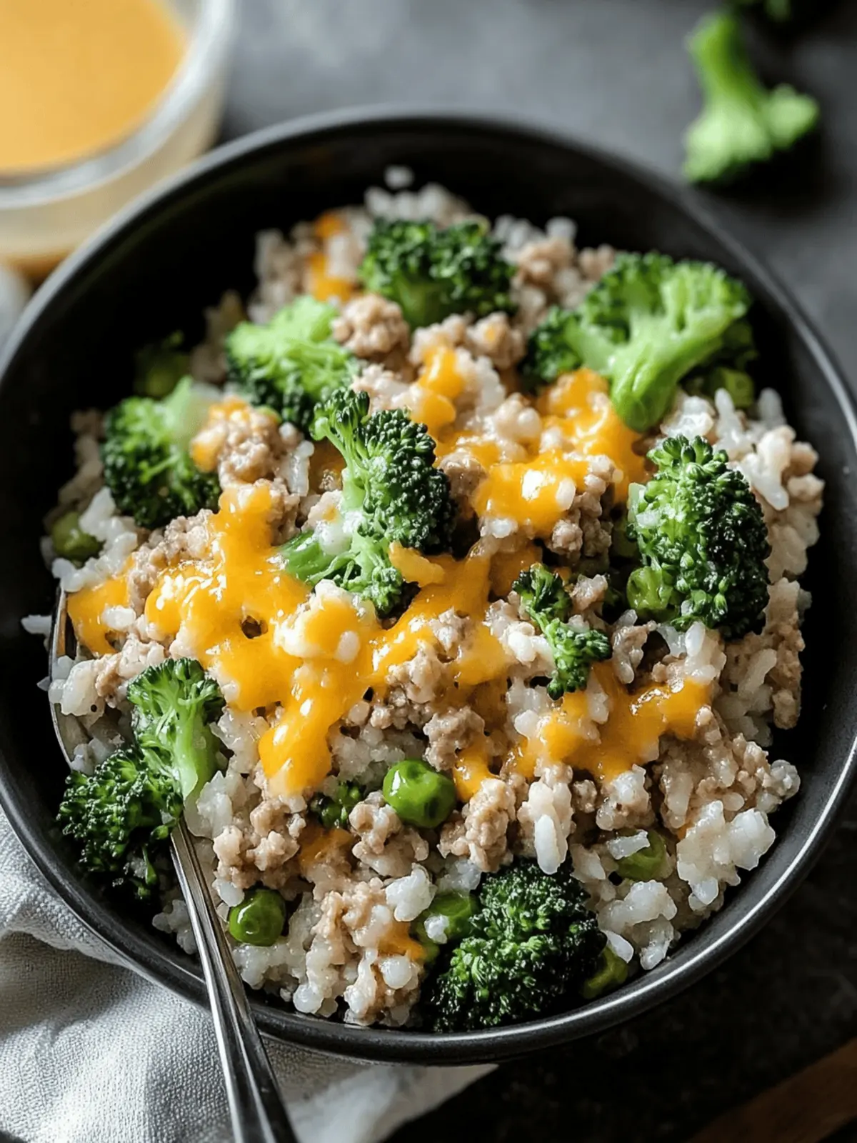 Cheesy Ground Chicken and Rice with Broccoli