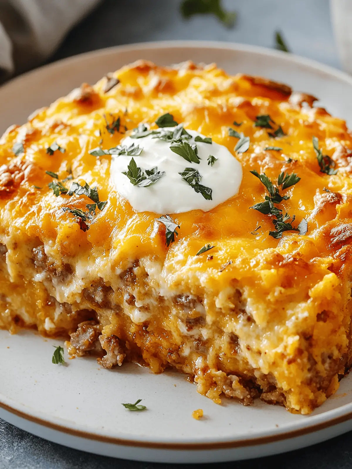Cheesy Sausage Hashbrown Breakfast Bake