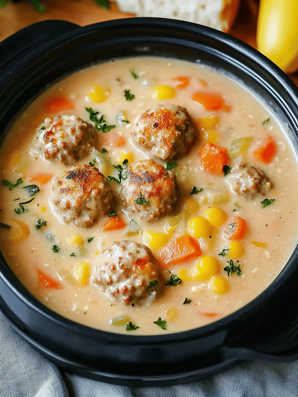 Creamy Meatball Soup with Vegetables