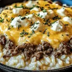 Creamy Garlic Butter Beef and Rice Skillet