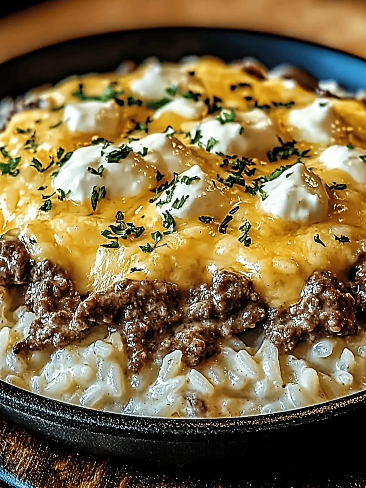 Creamy Garlic Butter Beef and Rice Skillet