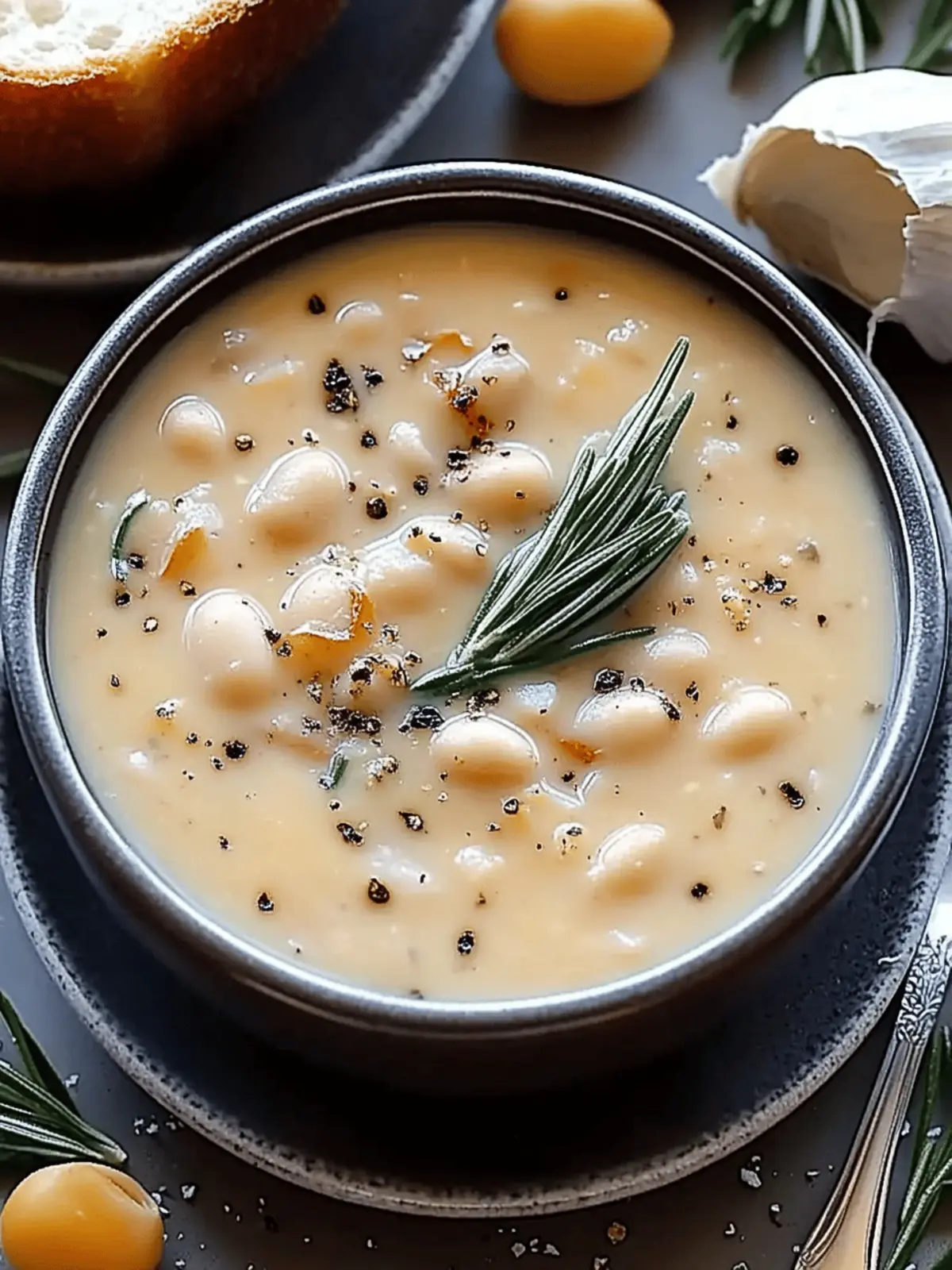 Creamy Rosemary & Roasted Garlic White Bean Soup