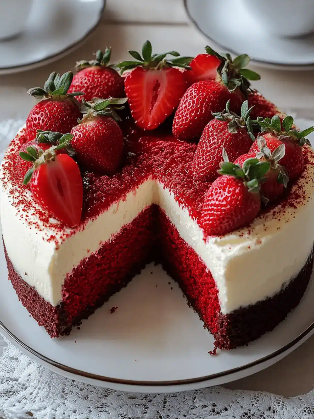 Decadent Red Velvet Strawberry Cheesecake to Impress Your Guests 2 Red Velvet Strawberry Cheesecake