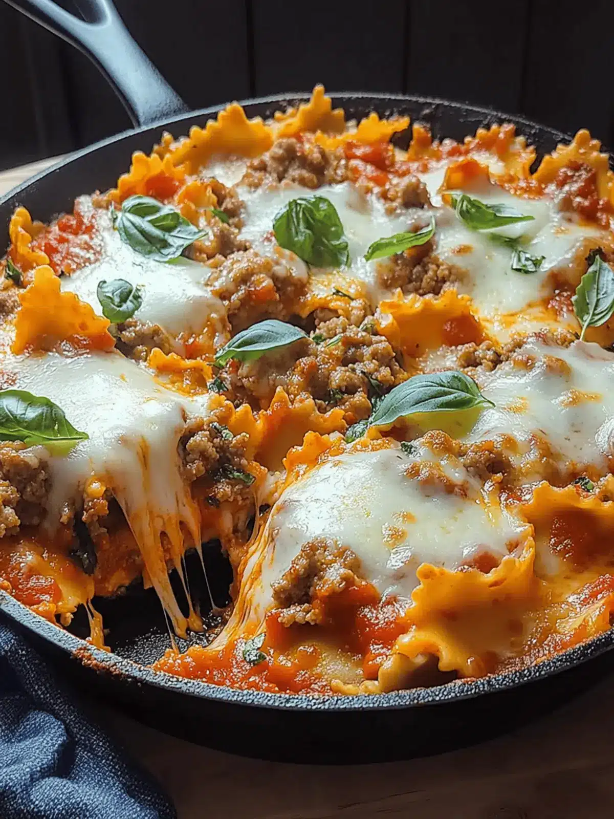 Pizza Lasagna Skillet Bake