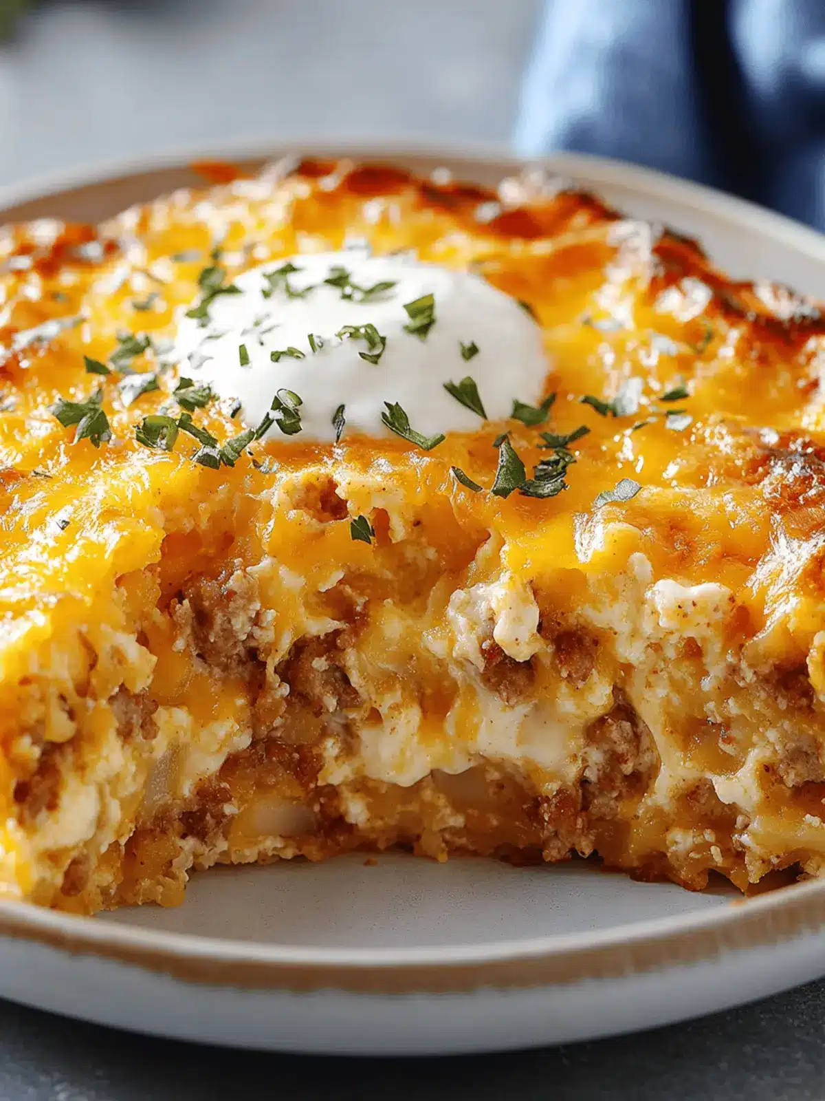 Cheesy Sausage Hashbrown Breakfast Bake