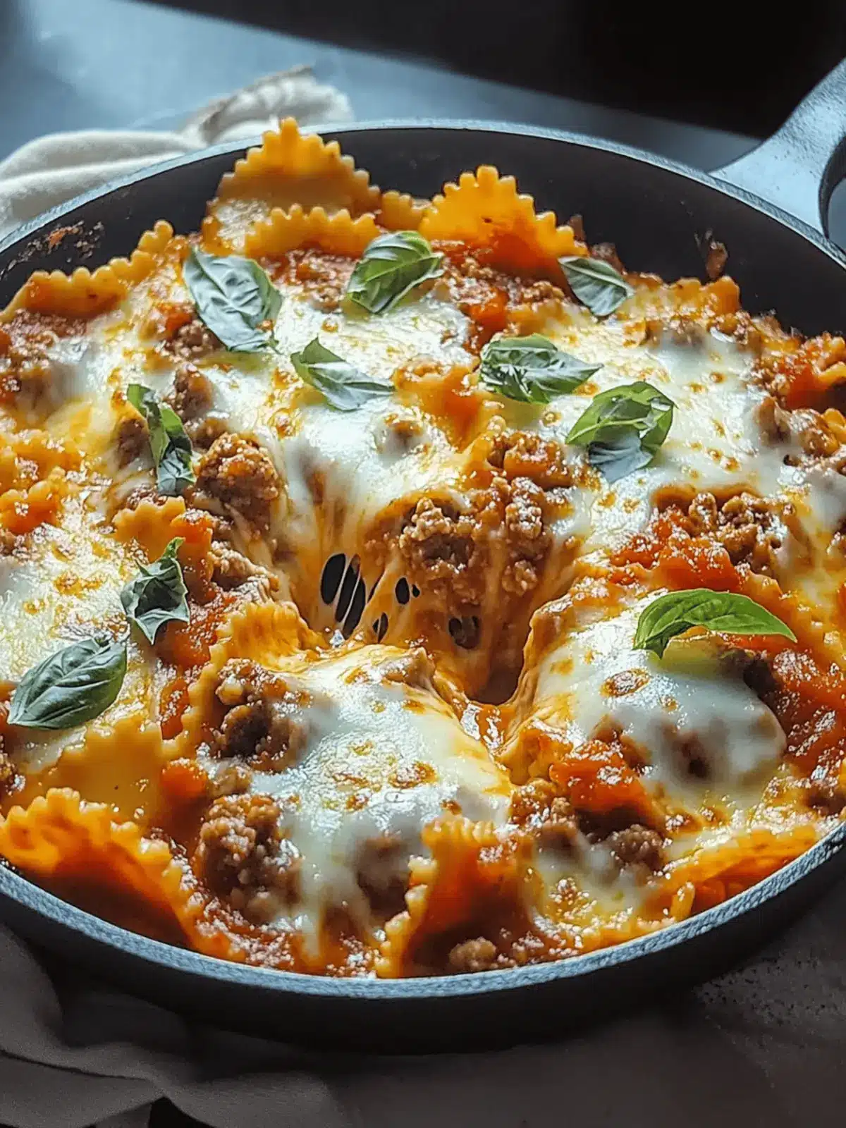 Pizza Lasagna Skillet Bake