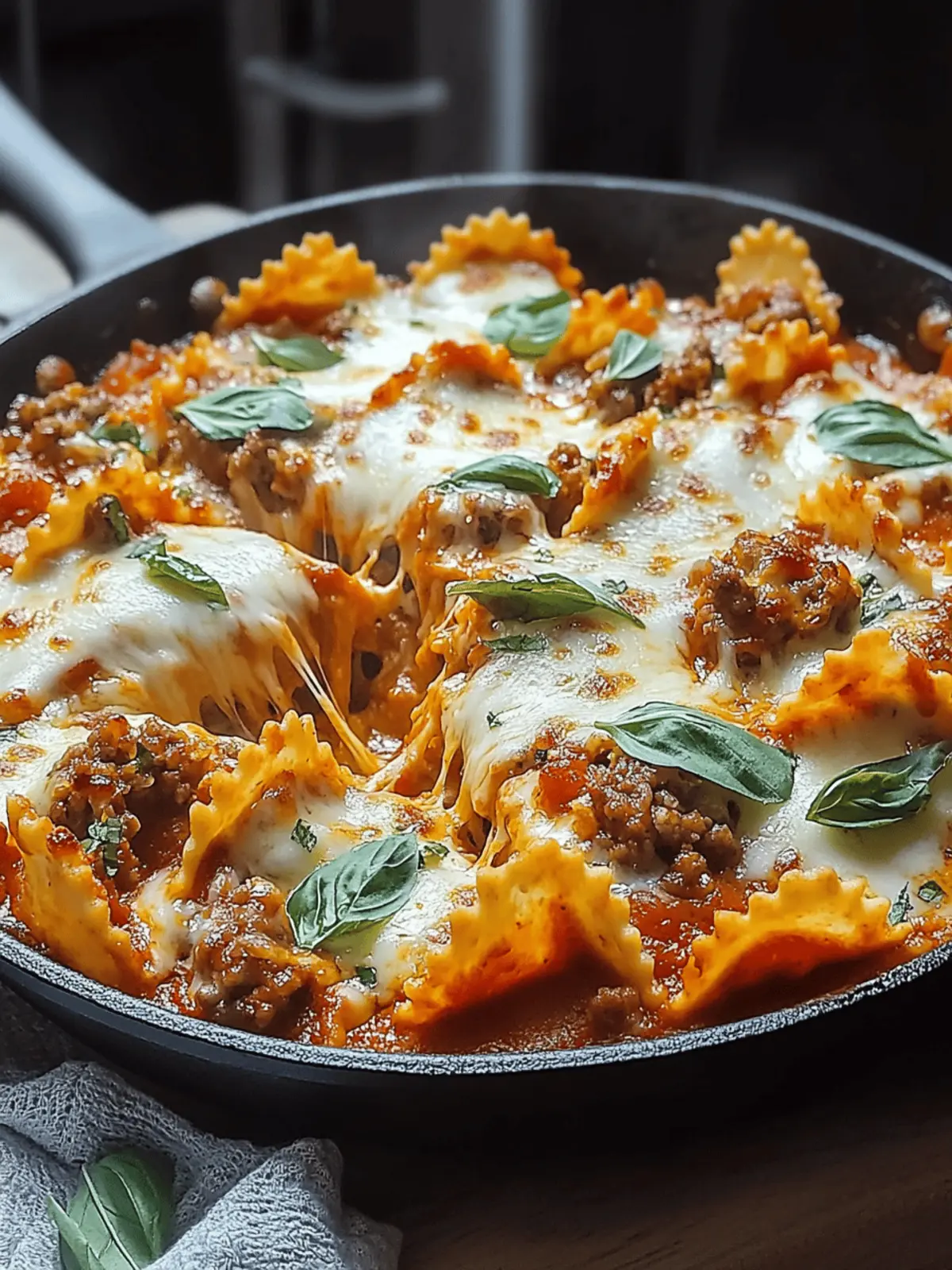 Pizza Lasagna Skillet Bake