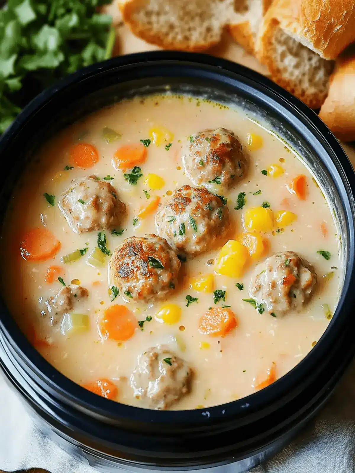 Creamy Meatball Soup with Vegetables