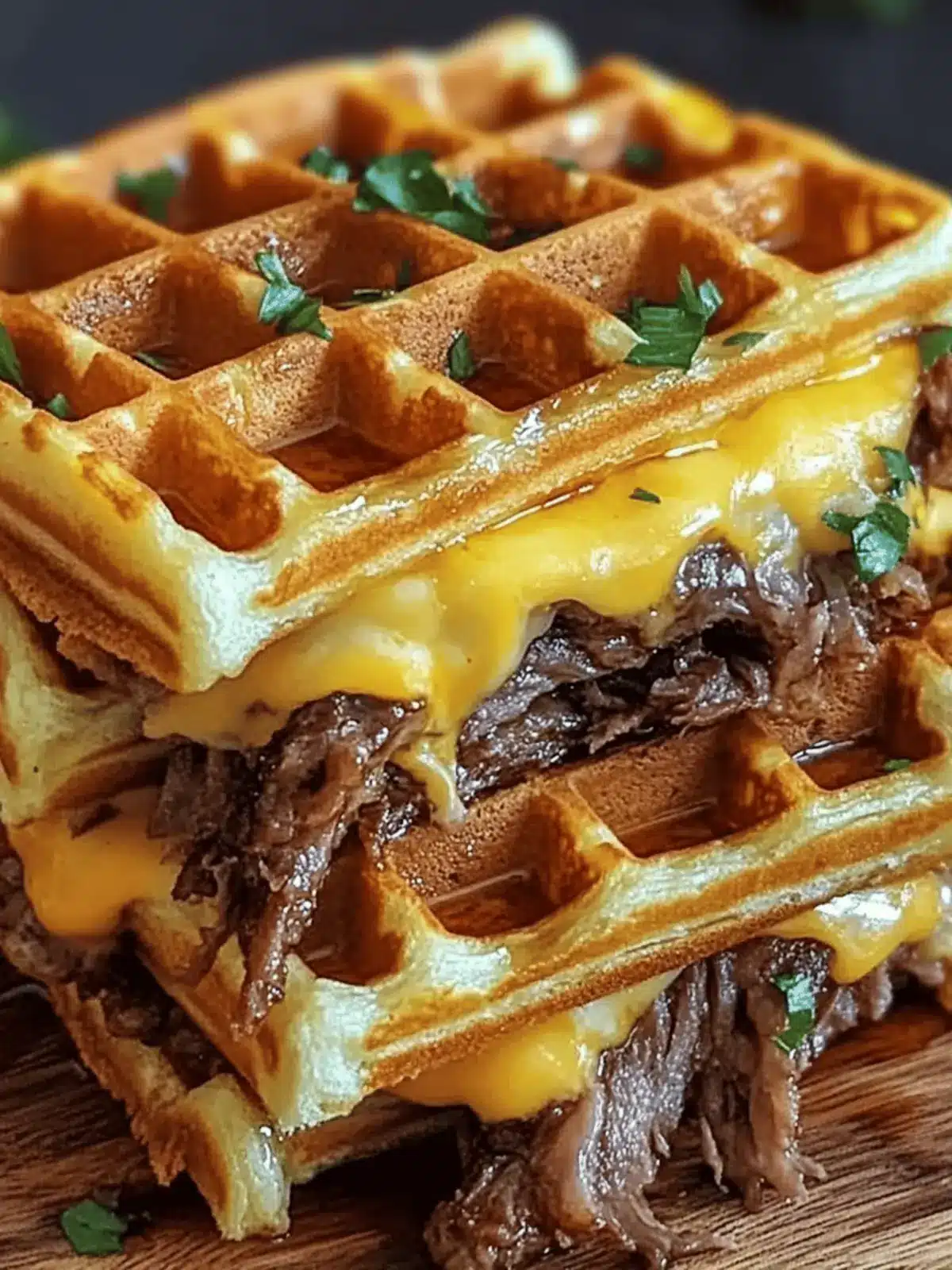 Savor the Comfort: Bourbon-Maple Brisket Grilled Cheese Wafflewich 4 Bourbon-Maple Brisket Grilled Cheese Wafflewich