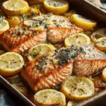 Baked Lemon Herb Salmon with Garlic Potatoes Recipe