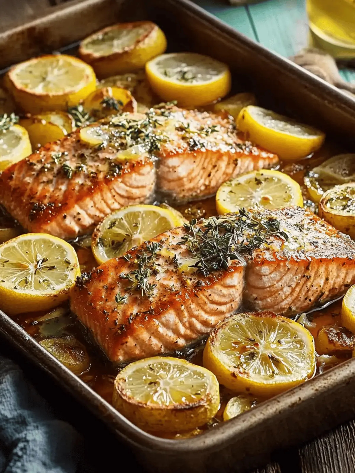 Baked Lemon Herb Salmon with Garlic Potatoes Recipe