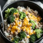 Cheesy Ground Chicken and Rice with Broccoli