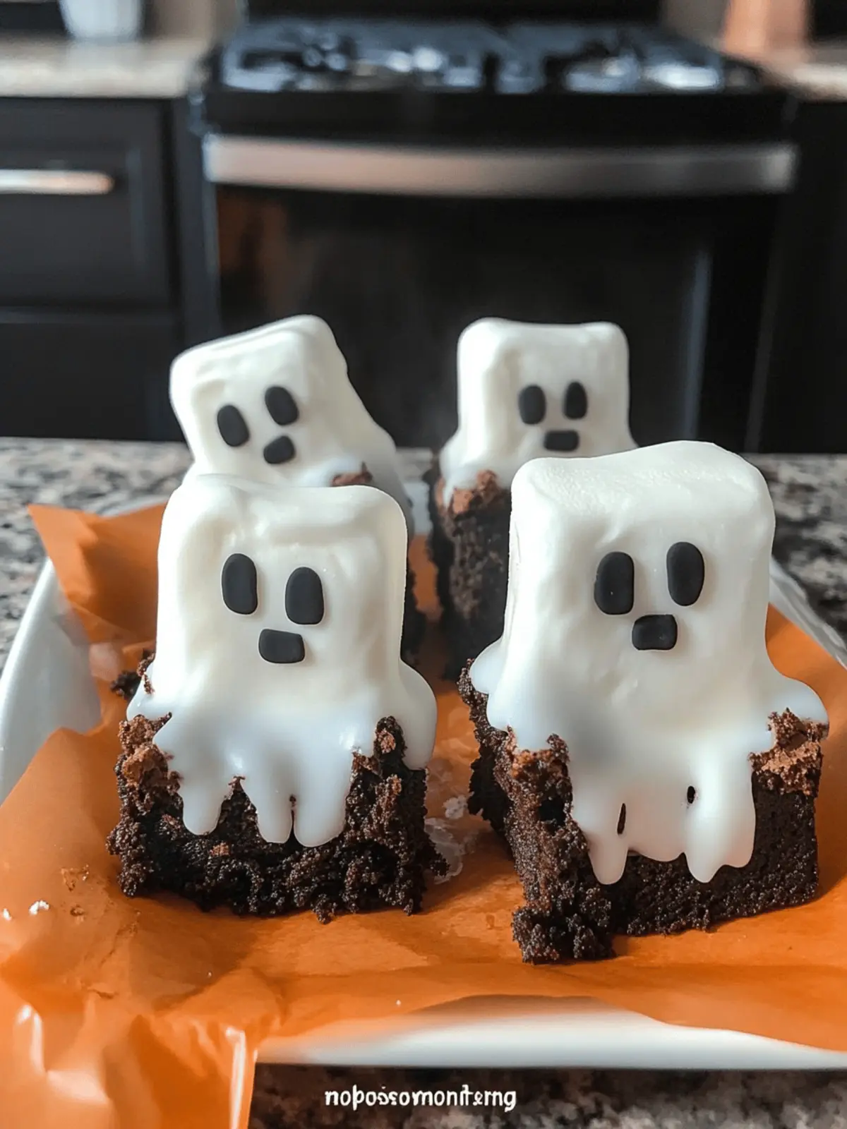 Marshmallow Brownie Ghosts