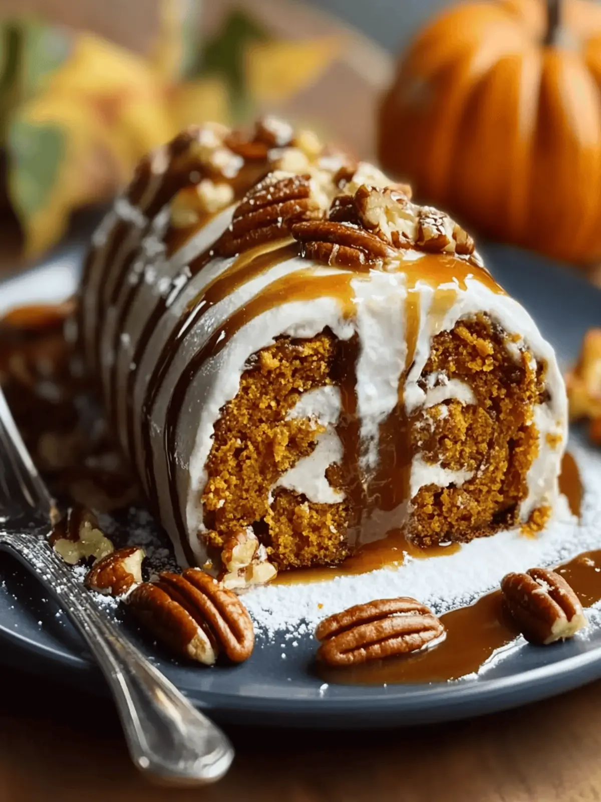 Caramel Pecan Pumpkin Roll