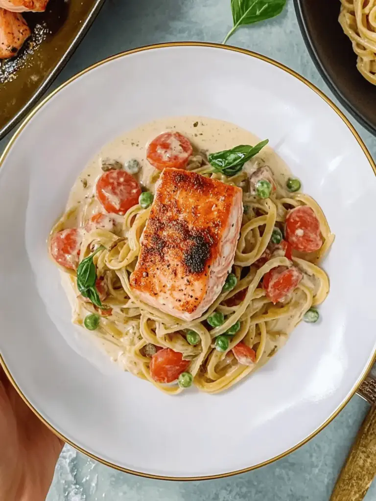 Healthy & Creamy Tuscan Salmon Pasta