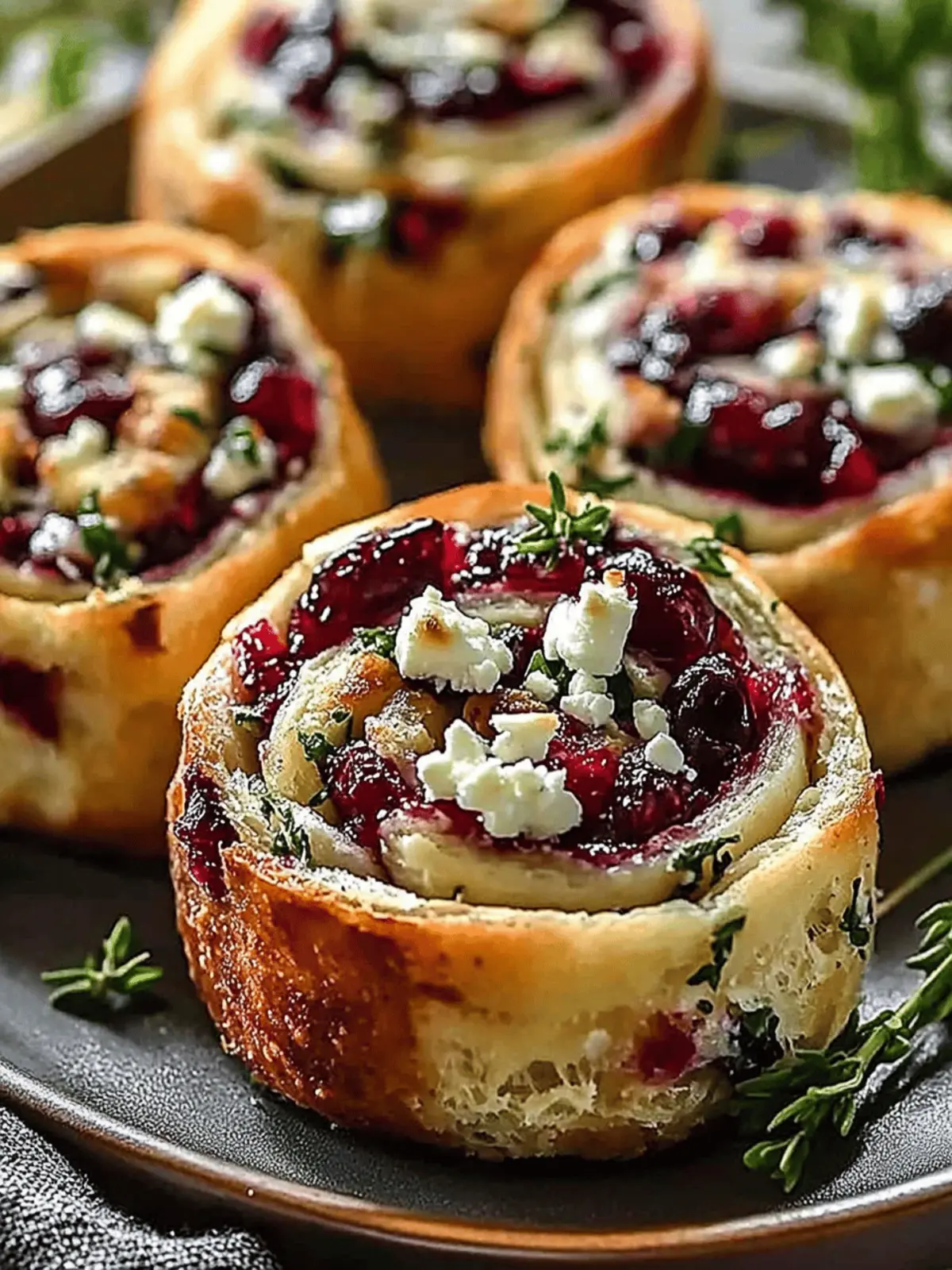Cranberry Cream Cheese Pinwheels with Feta & Herbs