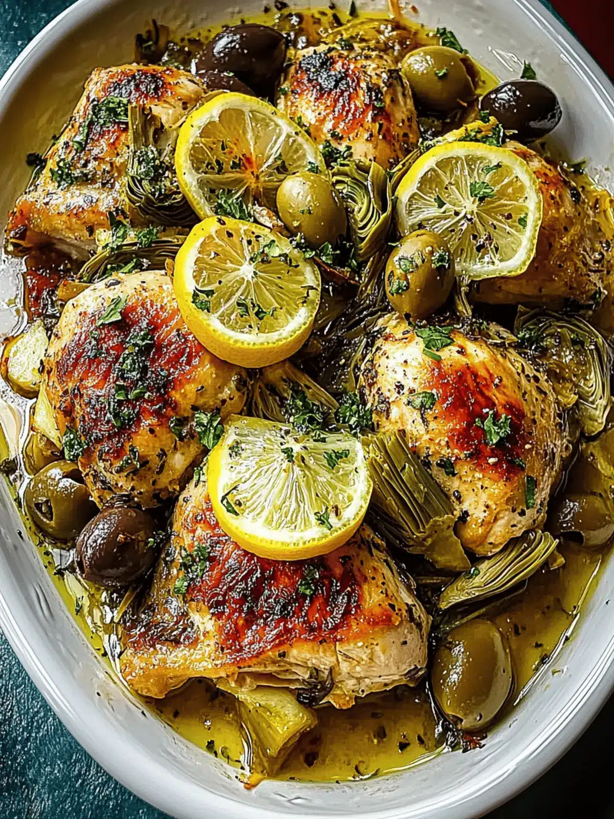 Mediterranean Lemon Chicken with Artichokes & Olives