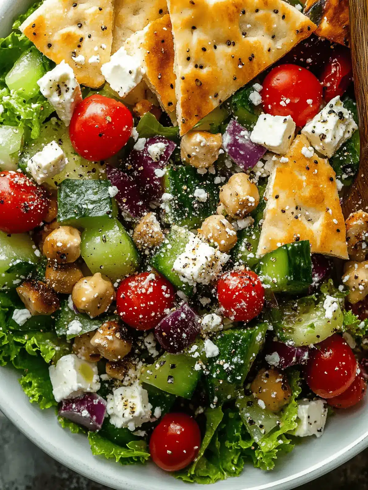 Crunchy Mediterranean Chopped Salad with Pita Dust