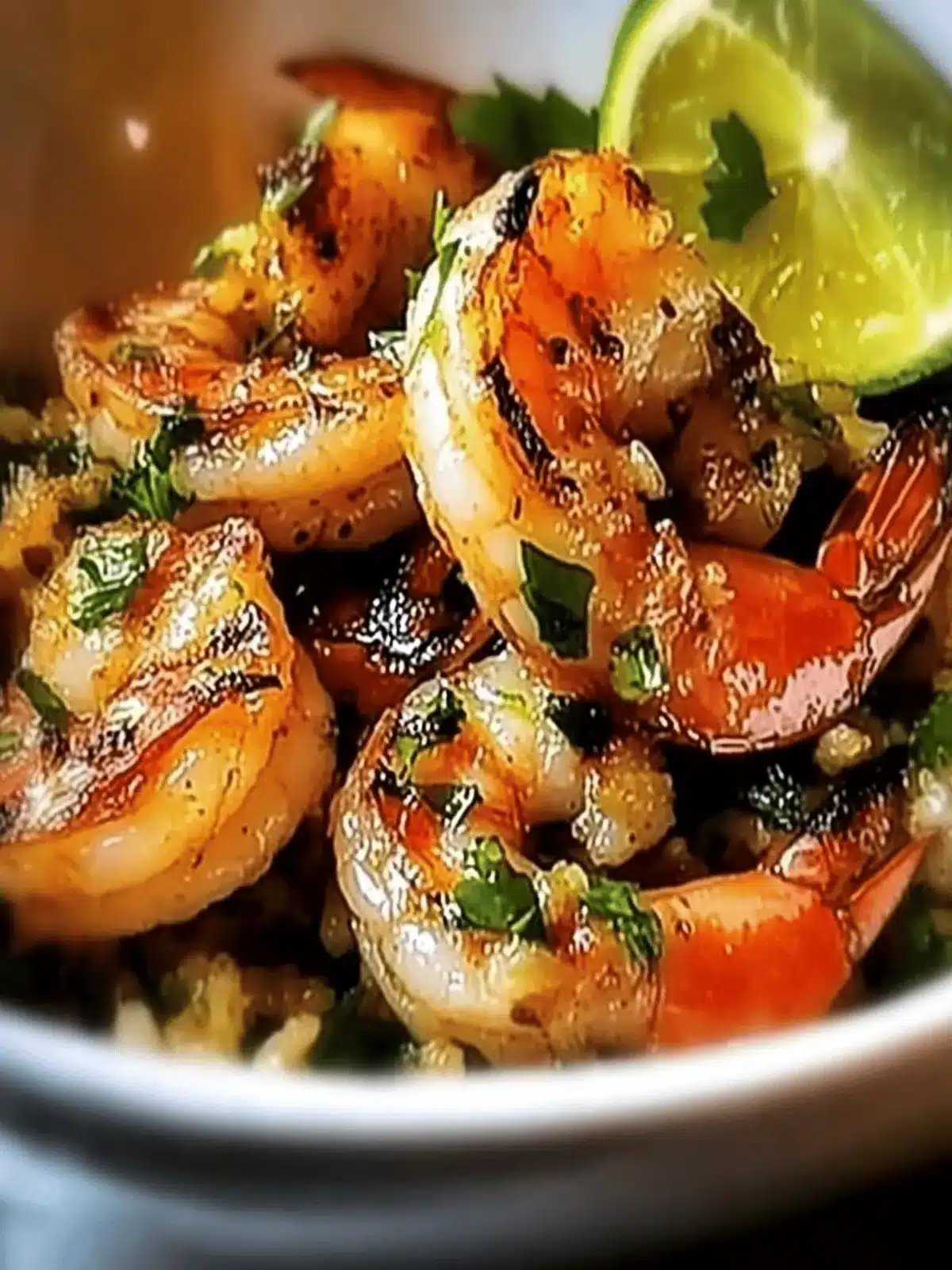 Thai Chili Lemongrass Grilled Shrimp with Sweet Basil & Lime Fried Rice
