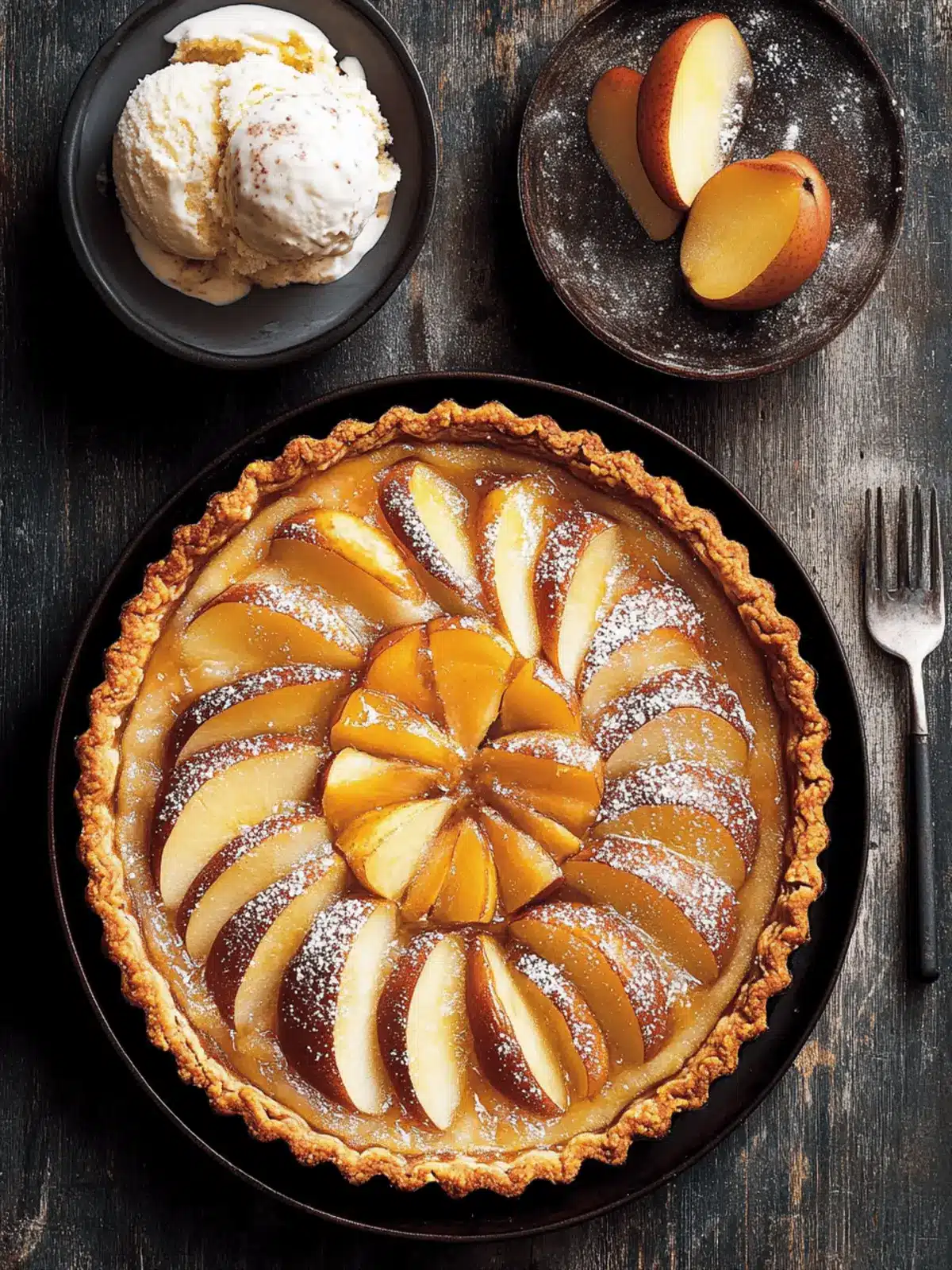 Irresistible Quince and Pear Tart with Sweet Cream Ice Cream 2 Quince and pear tart with sweet cream ice cream